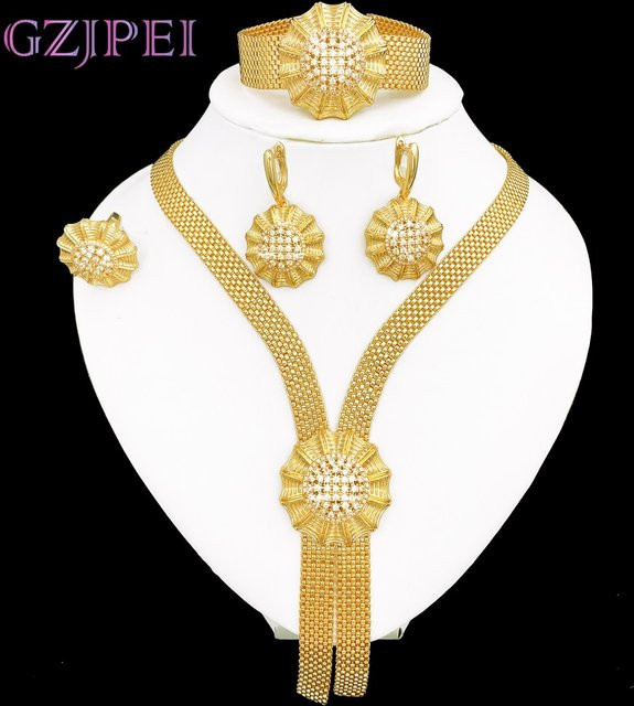 GZJPEI Schmuck Set, Zirkonia, Messing, Gold, Damen - Bild 1