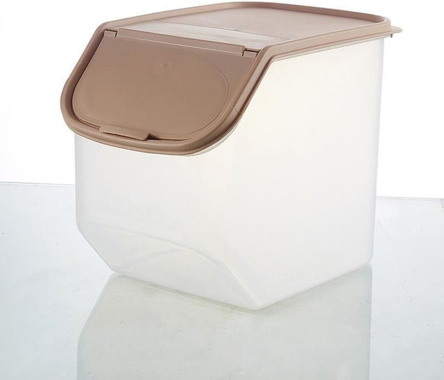 Aufbewahrungsbox für Reis, Obst und Getreide in Kaffeebraun und Transparent, B/T/H: 22,5 x 18,8 x 18,8 cm - Bild 1