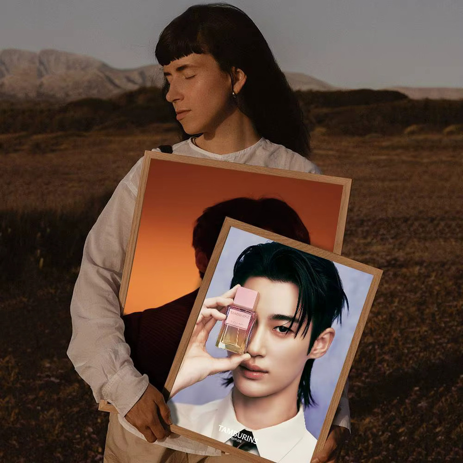 Selbstklebendes B-Byeon W-Wooseok Anime-Poster aus weißem Kraftpapier, Wandkunst Dekoration, B/H: 15 x 15 cm - Bild 2