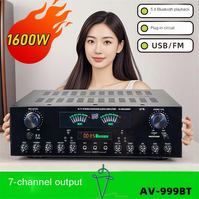 ZJMZYM 999BT Hochleistungs-Subwoofer-Verstärker mit 7 Lautsprechern und Bluetooth in Schwarz für Heimkino und Karaoke - Bild 1