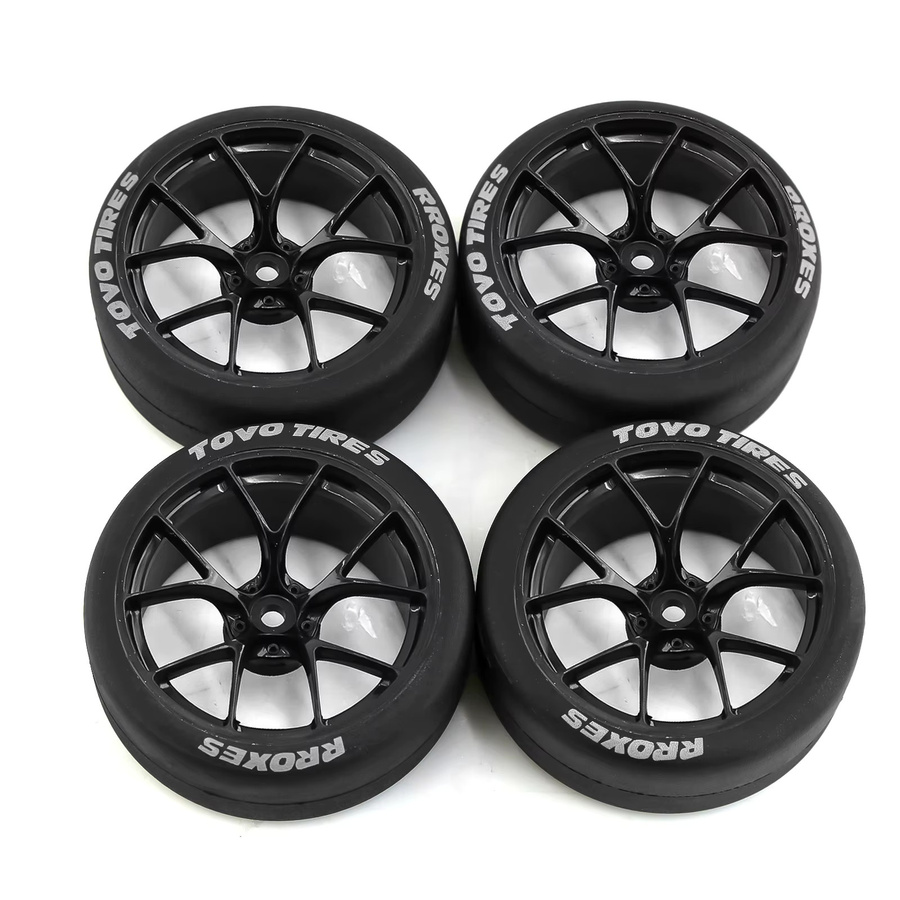 RS RC Drift-Reifen und Kunststoffräder Felgen, 4-teiliges Set, 12 mm Sechskant - Bild 3