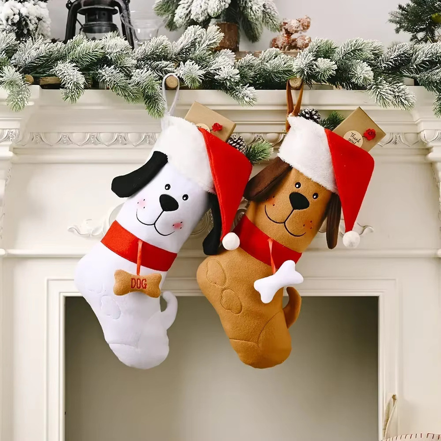 Weihnachtlicher Hunde-Knochen Geschenkstrumpf aus Baumwolle für Haustiere und Kinder, Mehrfarbig - Bild 2