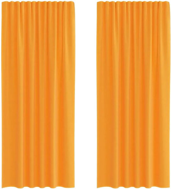 vidaXL Voile Vorhänge mit Stangentaschen, 2er-Set, Orange, Breite: 140 cm, Höhe: 245 cm - Bild 1