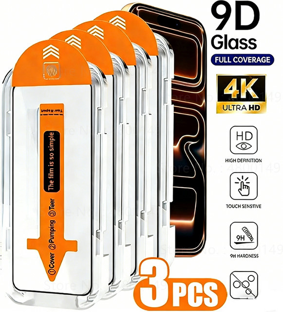 NMEGOU 3er-Pack HD Gehärtete Glas-Displayschutzfolie für iPhone 12 bis iPhone 17 Pro Max Plus transparent - Bild 1