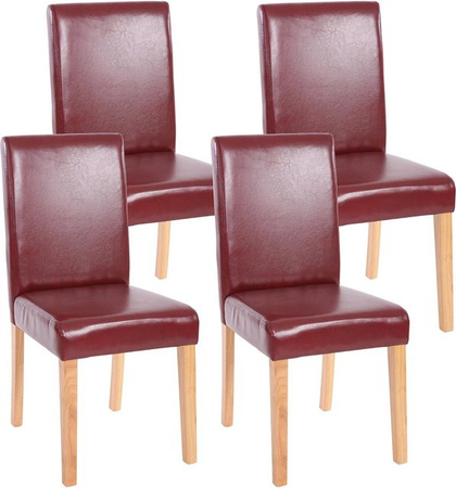 CHEFGASTRO Esszimmerstuhl 4er-Set aus Kunstleder in Rot-Braun mit Buchenholzbeinen, H x B x T: 90 x 43 x 56 cm, Sitzhöhe: 45 cm