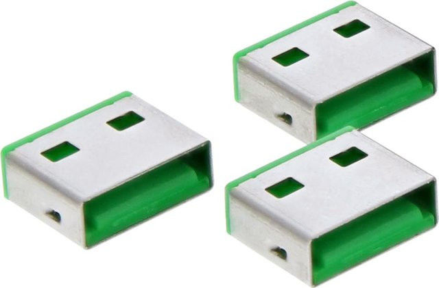 InLine Port Blocker Nachfüllpack für USB-A Ports, 20 Stück, Silber/Grün - Bild 1