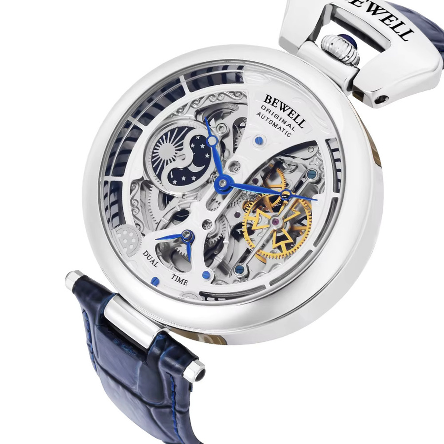 BEWELL Armbanduhr Automatik, Edelstahl, Leder, Herren - Bild 2