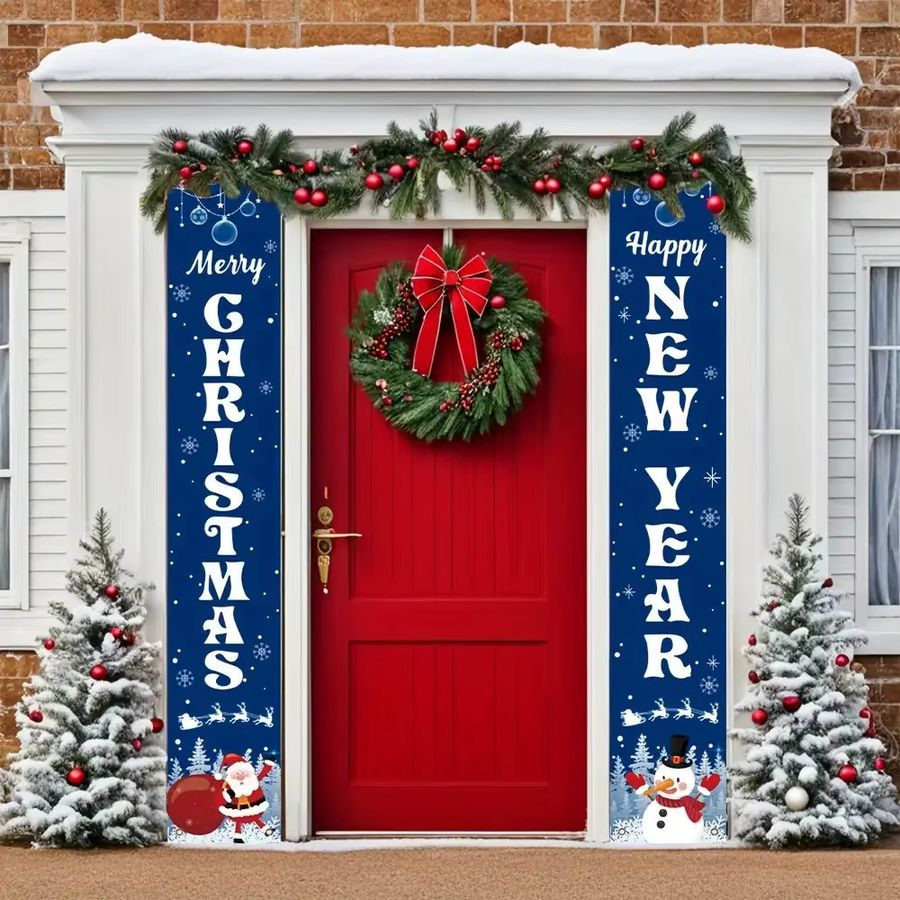 VIKAMA Weihnachts- und Neujahrsbanner als dekorative Couplets für Veranda und Außenterrasse - Bild 3