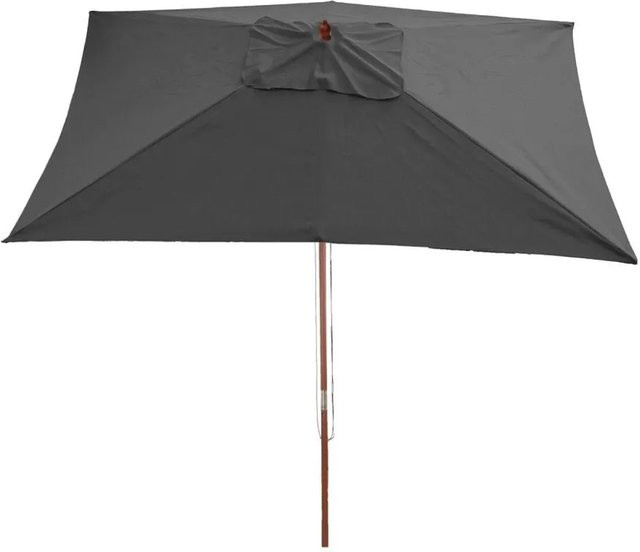 MCW Sonnenschirm Lissabon Marktschirm aus Holz und Polyester, Anthrazit, B: 300 cm, H: 200 cm - Bild 2