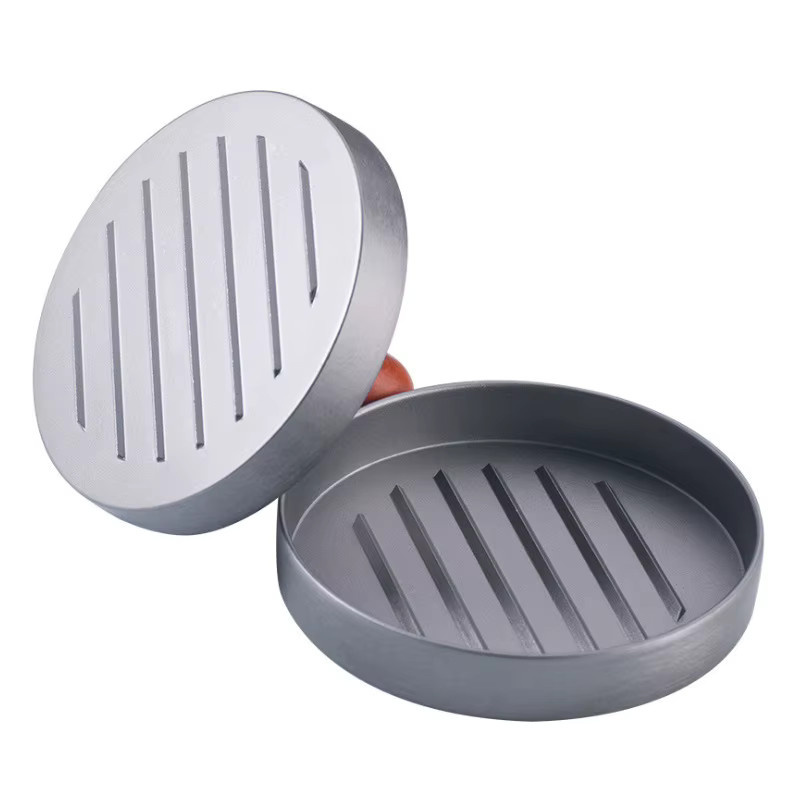 Burger Press Patty Maker aus Edelstahl in Silber mit Antihaftbeschichtung und Patty Papieren für runde Hamburger - Bild 3