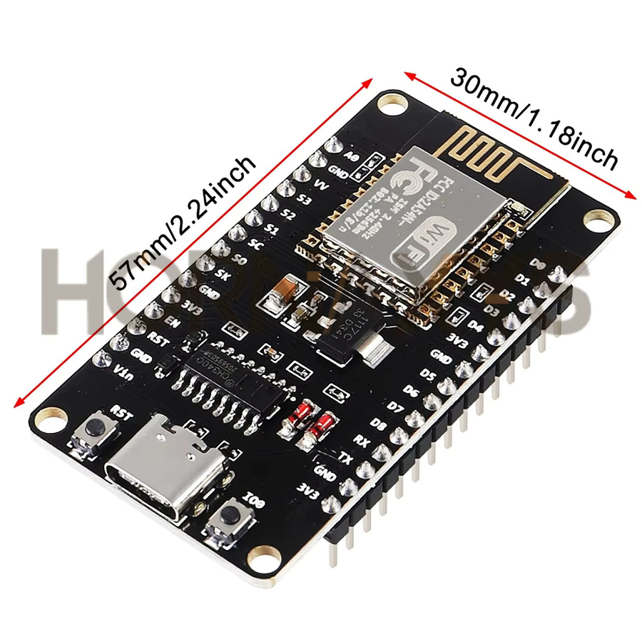HORNAXYS ESP8266 NodeMCU LUA CH340 ESP-12E WiFi Internet Development Board mit 4M Flash und Typ-C USB, Schwarz - Bild 3