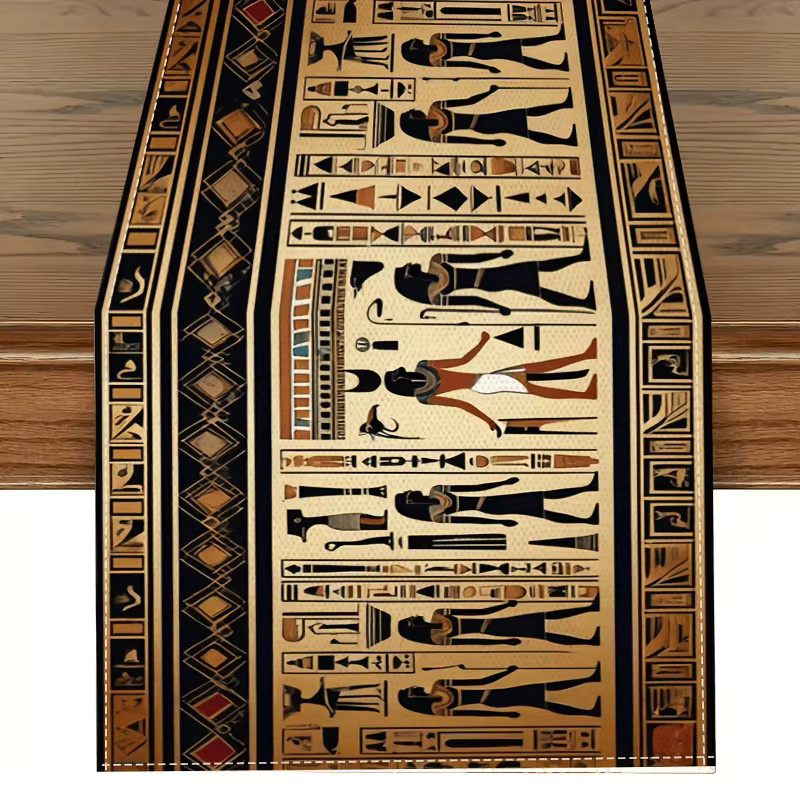 VIKAMA Tischdecke mit altägyptischen Hieroglyphen in Multicolour, wasserabweisend und ölbeständig, rechteckig - Bild 3