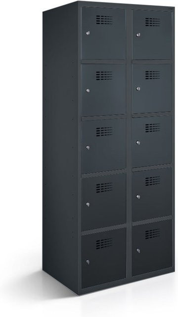 rotstahl Fächerschrank mit 10 Fächern in Anthrazit, B/T/H: 60 x 50 x 180 cm - Bild 1