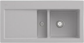 Villeroy & Boch Spüle Subway 60 CeramicPlus in Grau mit Ablaufgarnitur und Handwaschbecken für die Arbeitsplatte, Breite: 60 cm - Bild 1