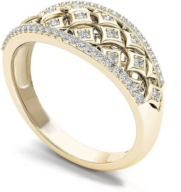 Huitan Ring, Goldfarben, Zirkonia, Damen - Bild 1