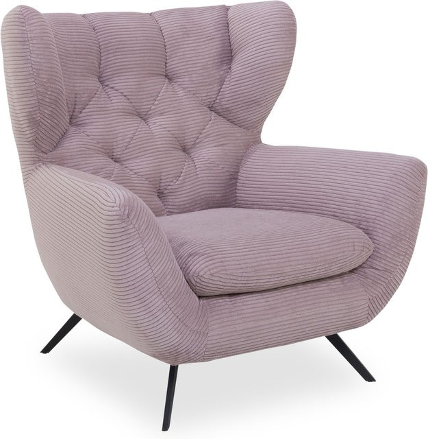 Hochlehnsessel CHARLSTON 2.0 LOFT in Rosa mit Cord-Stoff und Armlehnen, B/T/H: 100 x 61 x 95 cm - Bild 1