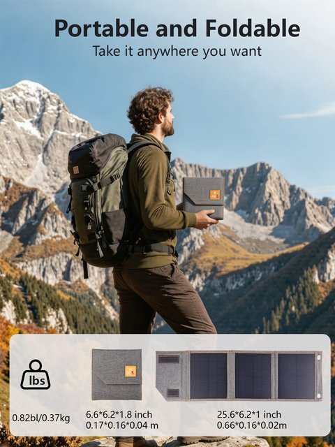 ELEGEEK Tragbares Solarpanel 15W Faltbares Solarladegerät mit USB-Ausgang in Silber/Grau für Camping und Outdoor - Bild 1