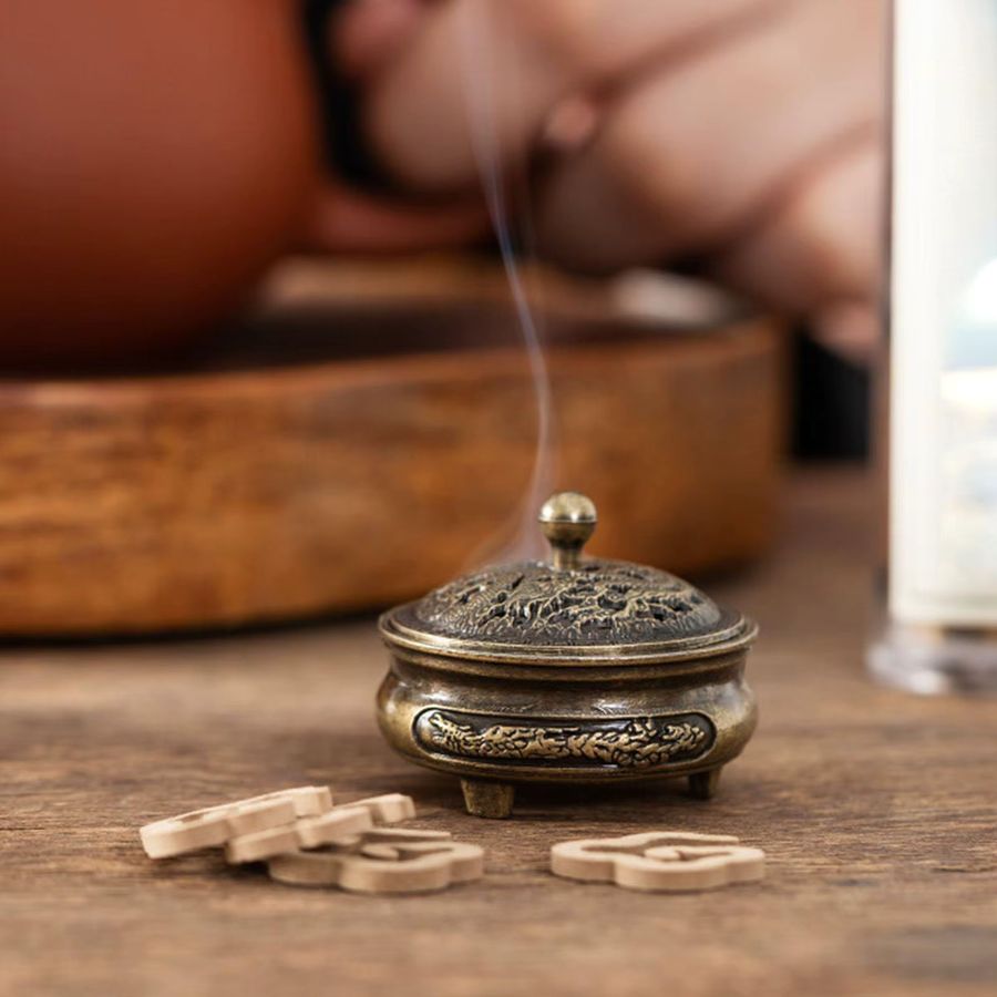 Longfeng Fingertip-Herd Weihrauchbrenner in Bronze mit antihaftbeschichtetem Pulvertablett für Aromatherapie - Bild 4