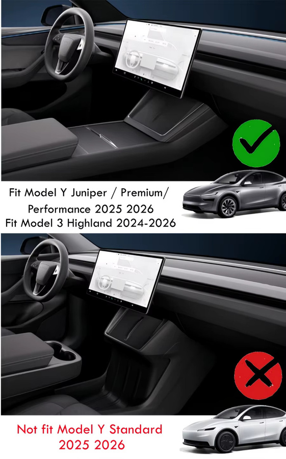 ZOCI Kabellose Ladehalterung aus ABS für Tesla Model Y Juniper / Premium und Model 3 Highland Mittelkonsolen-Organizer in Schwarz - Bild 2