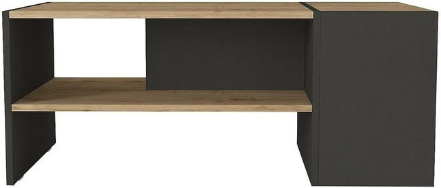 Velkan Couchtisch in Anthrazitgrau und Natur, rechteckig, B: 110 cm, H: 60 cm, T: 45 cm - Bild 1