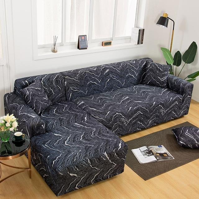 S-EMIGA Ecksofa-Bezug aus elastischem Polyester mit geometrischem Design, Mehrfarbig, für 4-Sitzer, Breite: 235-300 cm - Bild 1