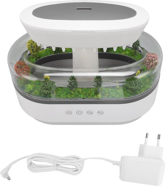 TOMTOP JMS Mikrolandschaft Regentropfen Aromatherapie Diffusor mit 7 Farben LED-Lichtern, Weiß, 250 ml - Bild 1