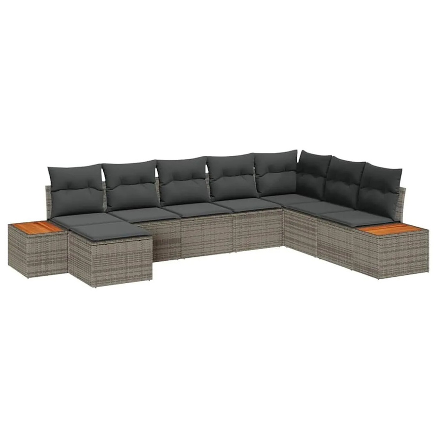 vidaXL Gartensofa-Set aus Polyrattan mit 9 Kissen und Stauraum in Grau - Bild 2
