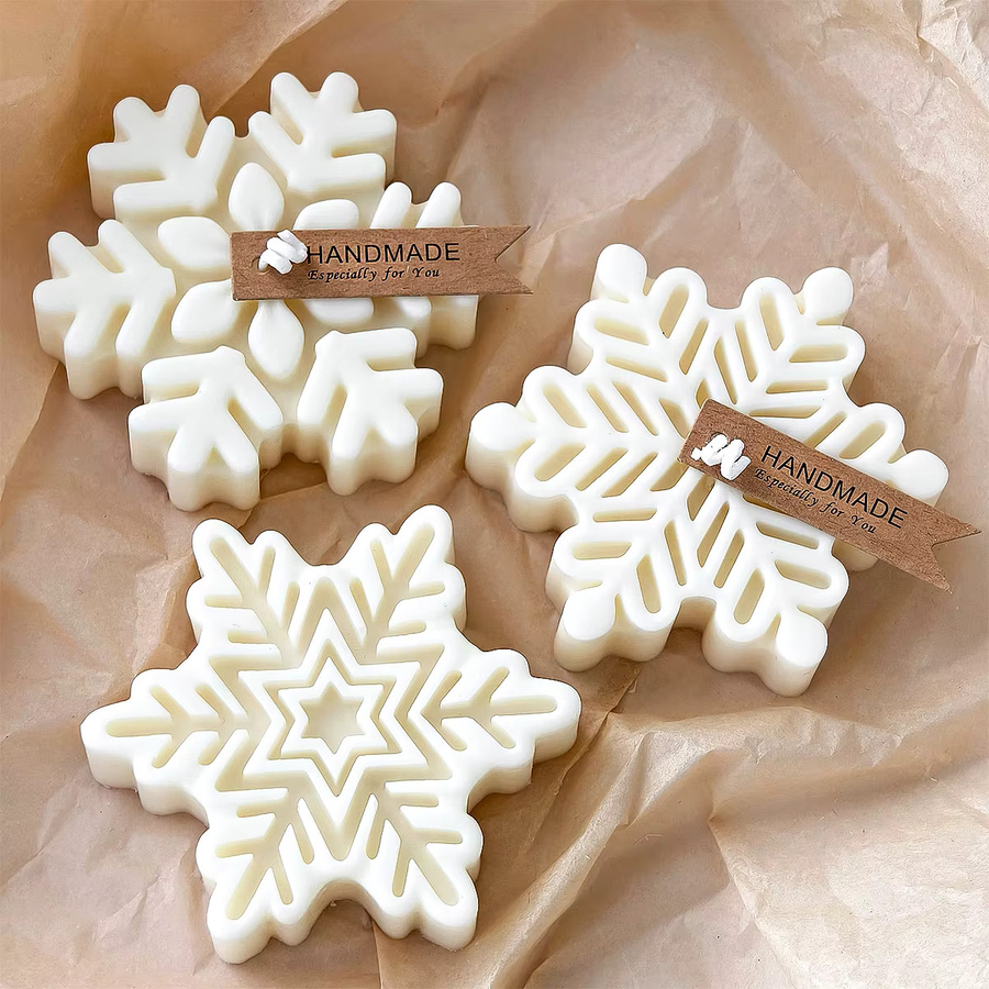 UDOCOOL Silikon Kerzenform Schneeflocke in Weiß für DIY Weihnachtsdeko aus Wachs oder Seife - Bild 2