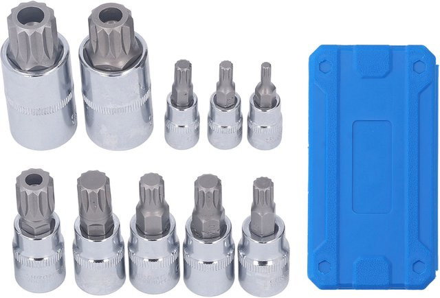 Qiilu 10er Set quadratische Keilbuchsen aus Chrom-Vanadium in Silber mit Aufbewahrungsbox für M4 bis M18 und 1/4 Zoll, 3/8 Zoll, 1/2 Zoll - Bild 1