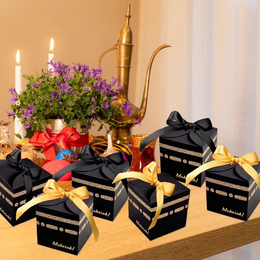 10 Stück elegante Geschenkboxen aus Papier in Schwarz für Schokolade und Süßigkeiten für Hochzeiten und Geburtstage - Bild 3