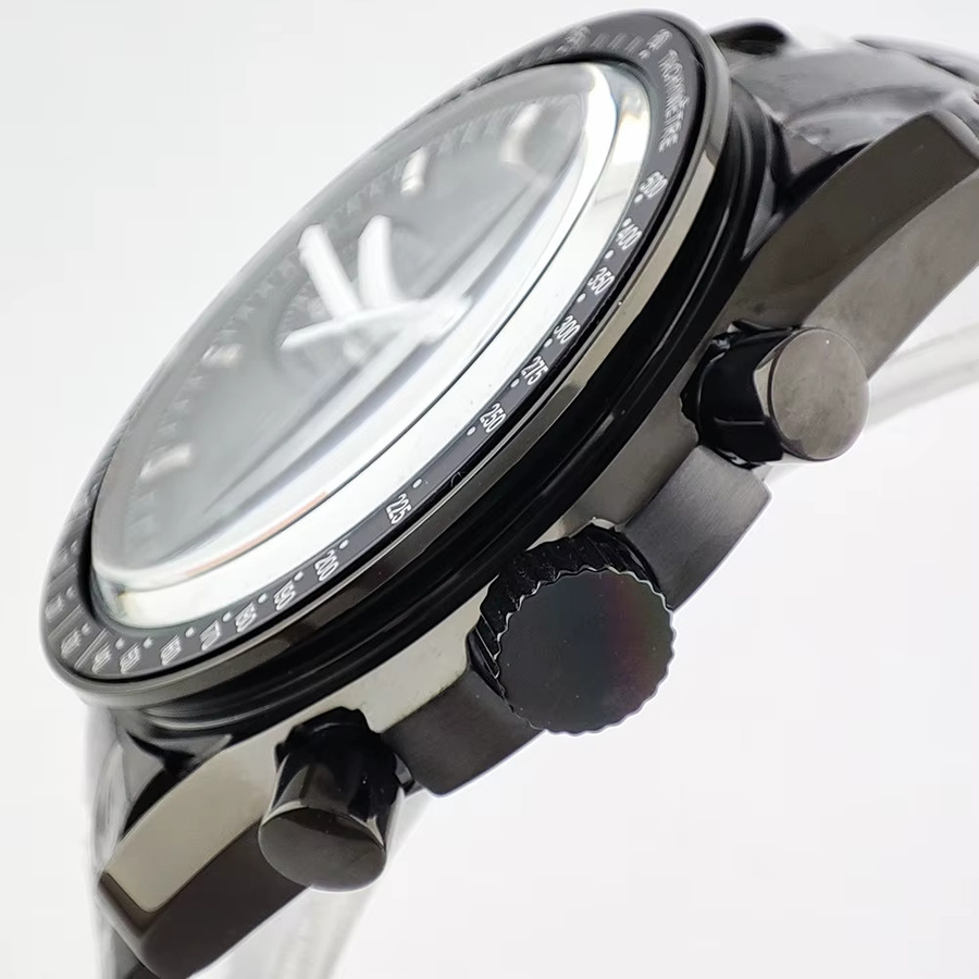 OUMASHI Chronograph, Herren, schwarzes Gehäuse, 41 mm, Automatik, 10 ATM - Bild 3