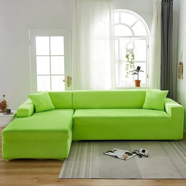 2er-Set elastische Ecksofa-Bezüge für L-Form Sofas in Grau, Stretch-Schonbezüge aus Spandex für dein Wohnzimmer, Breite: 90-140 cm - Bild 1