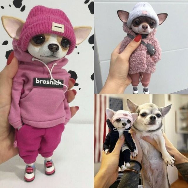 Valentina Gekova Niedliche Tier Mogwai Welpen, Harz Puppen, Rosa / Pink - Bild 1