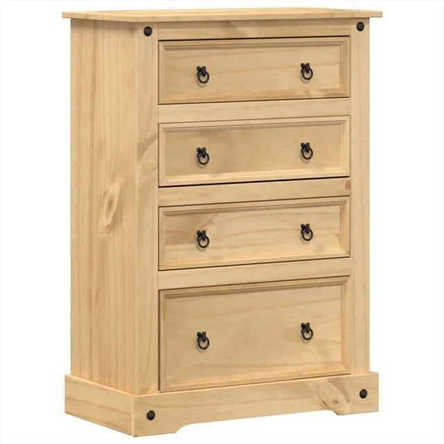 vidaXL Kommode Corona aus Kiefer-Massivholz in rustikalem Design, B/T/H: 80 x 43 x 114 cm - Bild 1