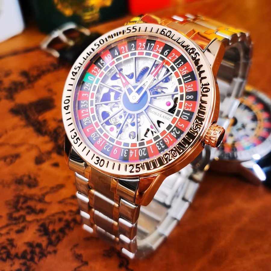 AOKULASIC Armbanduhr, Automatik, Edelstahl, Lederband, Herren - Bild 3