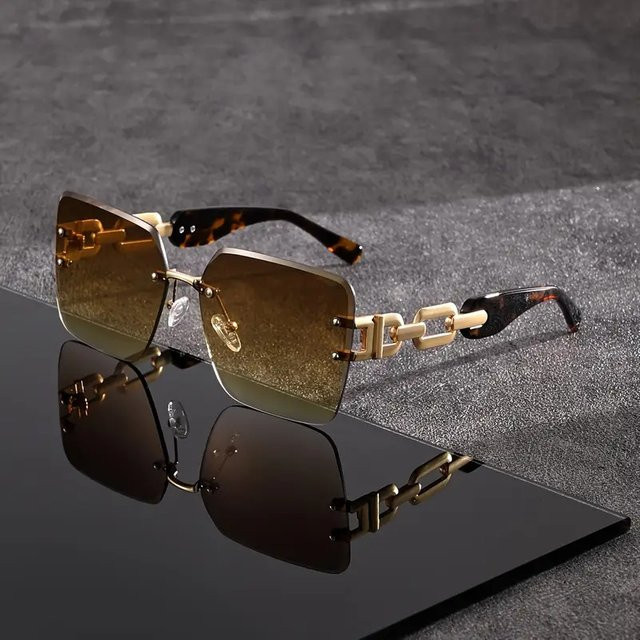 Strautina Sonnenbrille, randlos, square, Metall, braun, Unisex - Bild 1