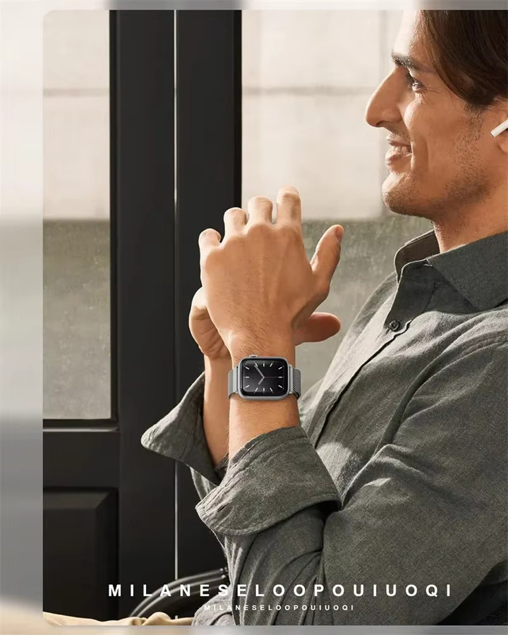 Milanaise-Schlaufe für Apple Watch-Armbänder, Edelstahl, Silber, Unisex - Bild 3