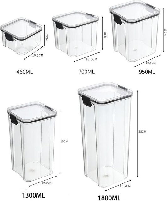 MY OWN STYLE Vorratsbehälter Set aus transparentem Kunststoff, luftdicht und feuchtigkeitsresistent, 950 ml - Bild 1