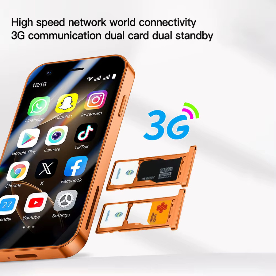 ONEMYTH A17 3G Mini Smartphone in Orange mit Android 8.1, 3,0 Zoll HD Display, 2GB RAM und 16GB Speicher, Dual SIM Standby - Bild 4