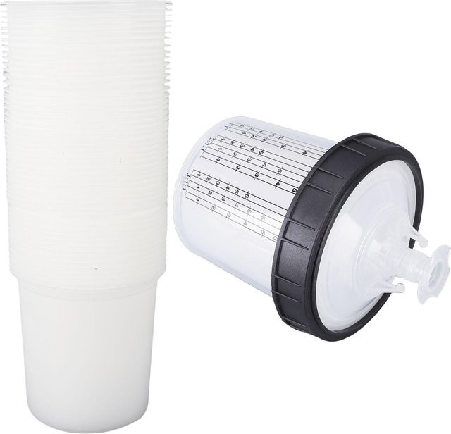 Aimo Einweg-Set für Farbsprühpistolen mit Deckelsystem und Becher-Einlagen, 600 ml, 190 µm, transparent - Bild 1