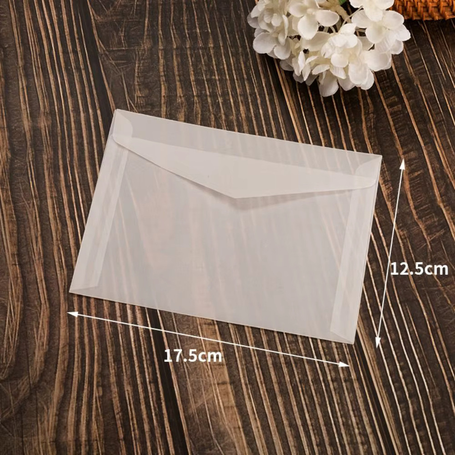 10 Stück Vintage Briefumschläge aus halb transparentem Schwefelgelb Papier für Hochzeits-Einladungen und Geschenkverpackungen - Bild 4