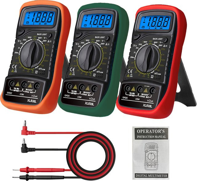 Lefavor XL830L Handheld Digital Multimeter mit LCD Hintergrundbeleuchtung, Tragbares AC/DC Amperemeter Voltmeter und Ohm Spannungstester in Gelb - Bild 1