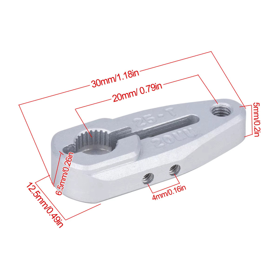MALOM RC Servohorn, 20/24 mm 7075 Aluminiumklemmung 25T, Grau - Bild 1