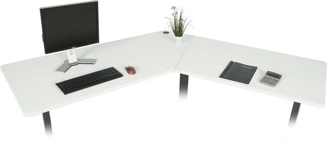 Weiße Tischplatte MCW-D40 für Eck-Schreibtisch aus MDF-Laminat in mattem Design - Bild 1