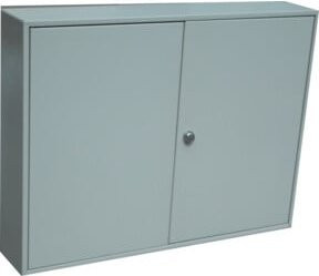 Schlüsselschrank 400 mit 2 Türen aus Stahl, grau lackiert, Wandmontage, B/T/H: 55 x 73 x 14 cm - Bild 1