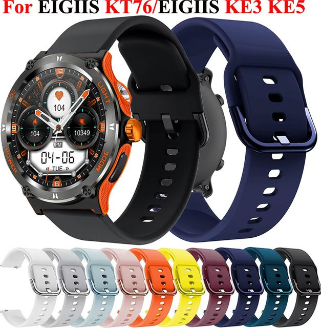 EIGIIS Uhrenarmband Silikon, 22mm, Schwarz, Unisex - Bild 1