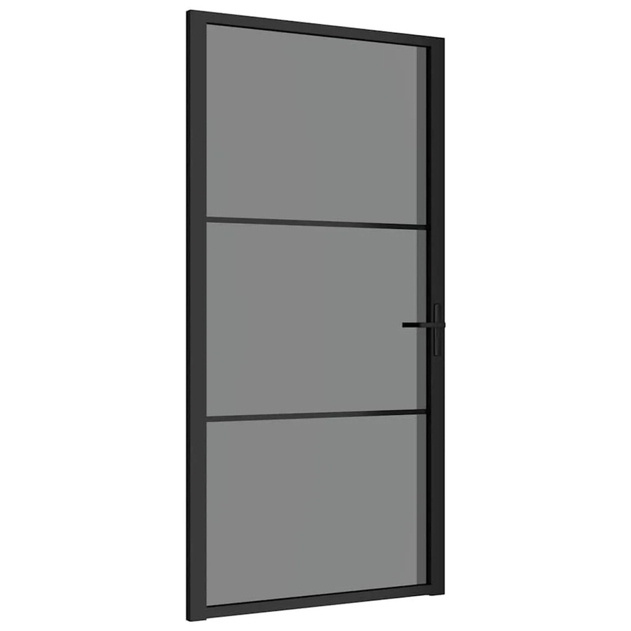 vidaXL Moderne Innentür aus ESG-Glas und Aluminium in Schwarz, B/H: 102,5 x 201,5 cm - Bild 2