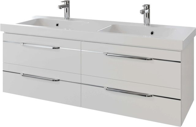 Pelipal Waschbeckenunterschrank Quantum 05 in Weiß Hochglanz, Breite: 144 cm, Tiefe: 48 cm - Bild 1