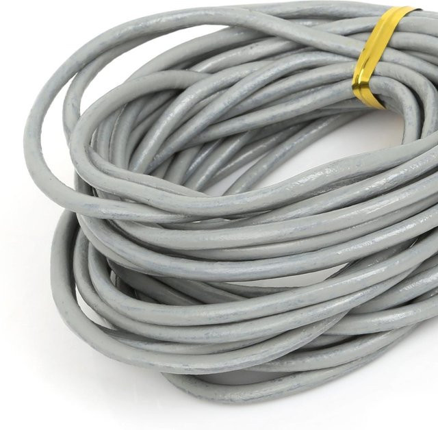 Lederschnurfaden, rund, grau, 3 mm, 5 m, Unisex - Bild 1