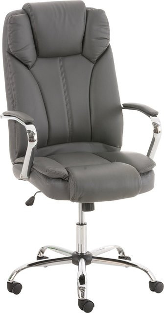 TPFLiving Bürostuhl Xavier Executive Chair aus Kunstleder in Grau mit Armlehnen und Rollen - Bild 1